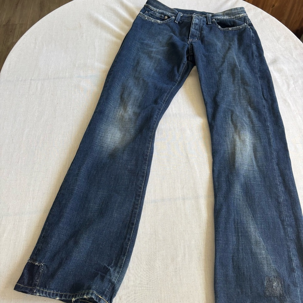 G-Star Raw Ruger Bootcuts Jeans Blue Denim 32x34 Distressed Button Fly